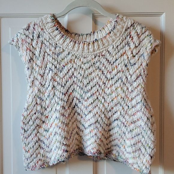 Free People Sweaters - FREE PEOPLE LUCY TANK CROPPED KNIT SWEATER VEST VANILLA COMBO WOMEN'S MEDIUM